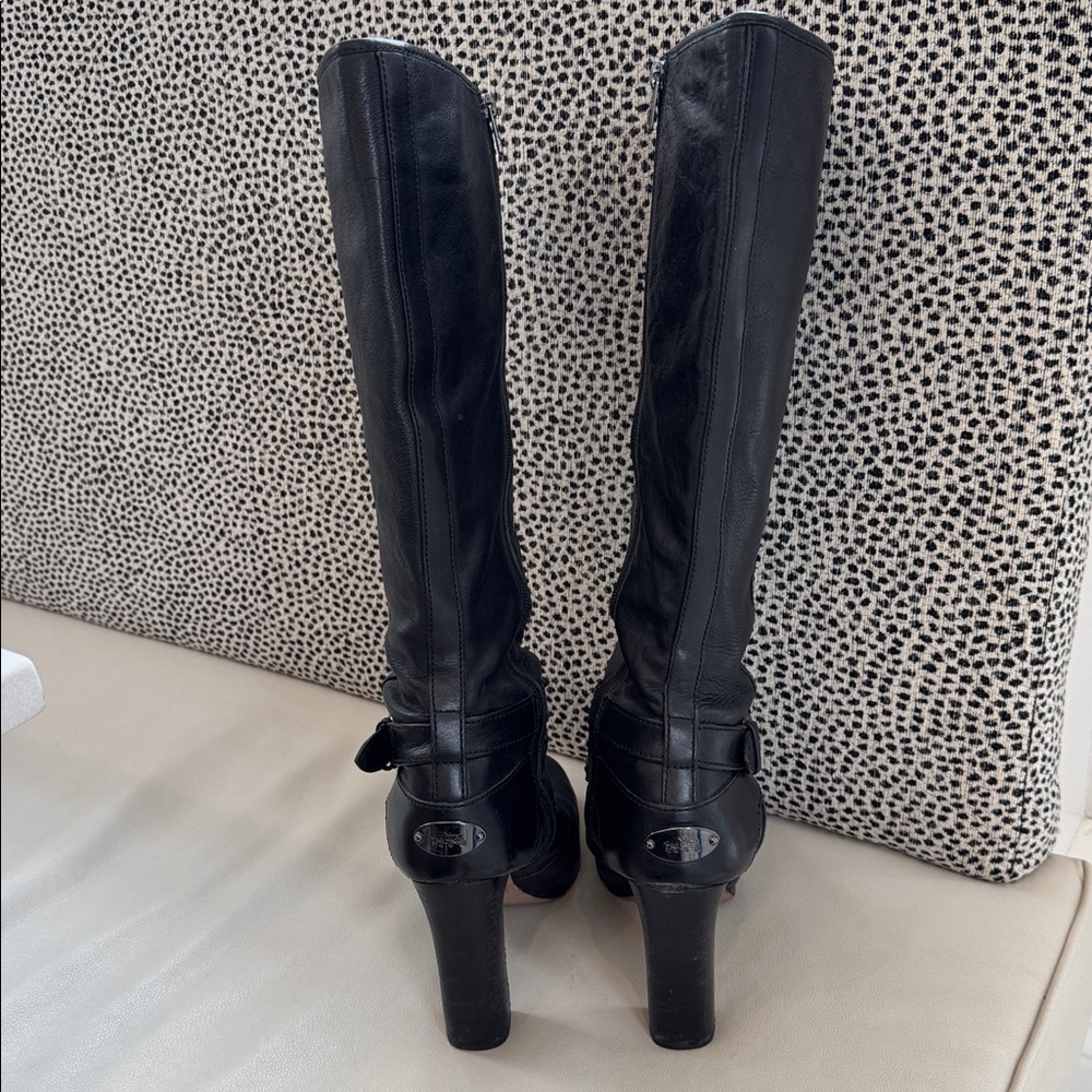 Coach Angelina Black Leather Heeled Boots - Picture 6 of 13